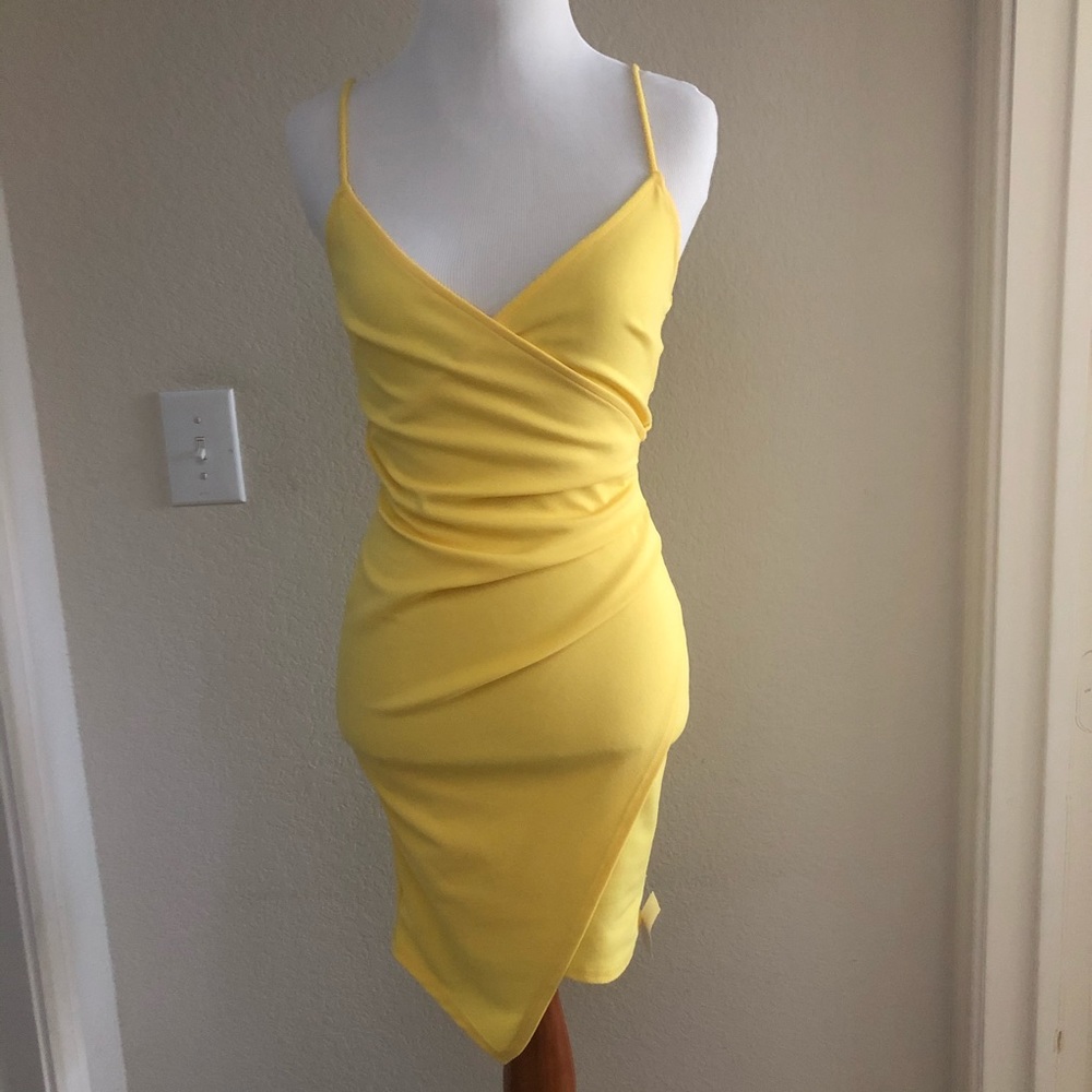 Yellow Bodycon Wrap Dress NWT!!!